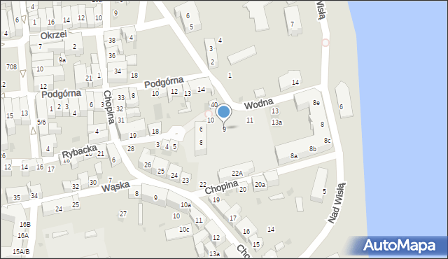 Tczew, Wodna, 9, mapa Tczew