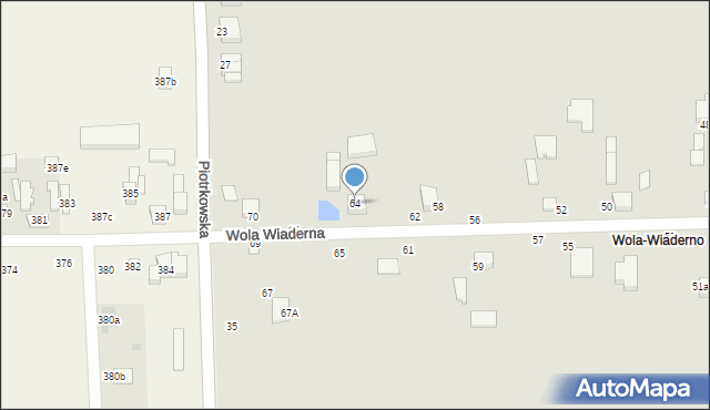 Tomaszów Mazowiecki, Wola Wiaderna, 64, mapa Tomaszów Mazowiecki