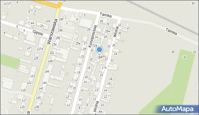 Tomaszów Mazowiecki, Wolna, 19A, mapa Tomaszów Mazowiecki