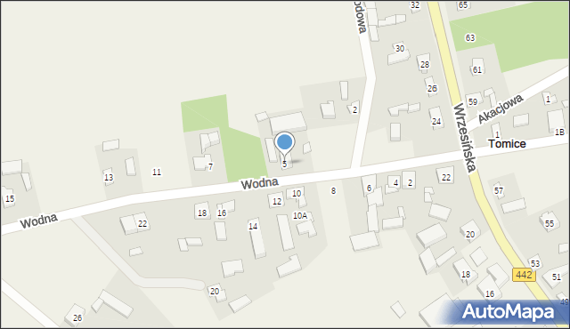 Tomice, Wodna, 5, mapa Tomice