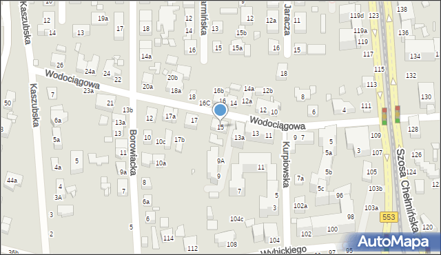 Toruń, Wodociągowa, 15, mapa Torunia