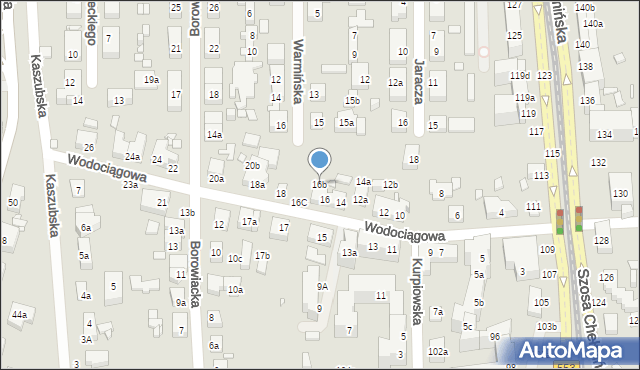 Toruń, Wodociągowa, 16b, mapa Torunia