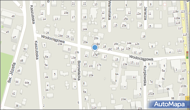 Toruń, Wodociągowa, 17a, mapa Torunia