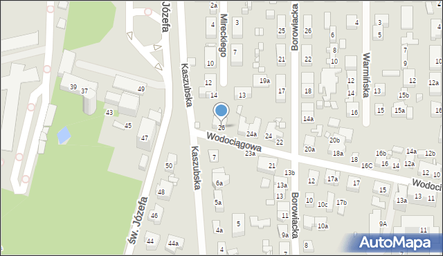 Toruń, Wodociągowa, 26, mapa Torunia