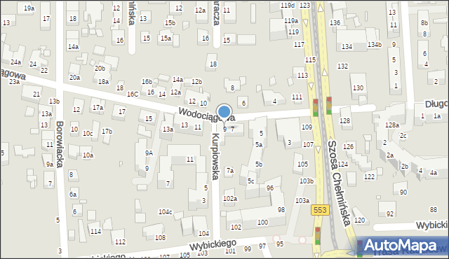 Toruń, Wodociągowa, 9, mapa Torunia