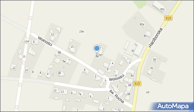 Trachy, Wolności, 8a, mapa Trachy