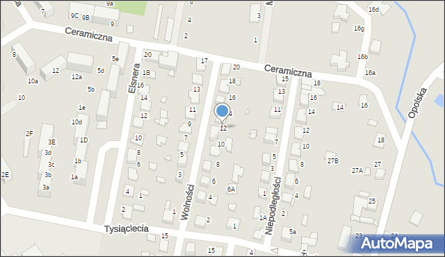 Tułowice, Wolności, 12, mapa Tułowice