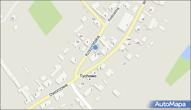 Tychowo, Wolności, 1, mapa Tychowo