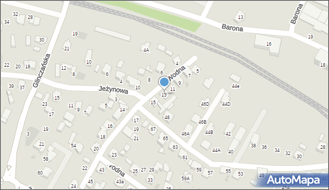 Tychy, Wodna, 13, mapa Tychów