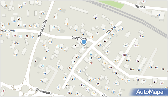 Tychy, Wodna, 14, mapa Tych&oacute;w