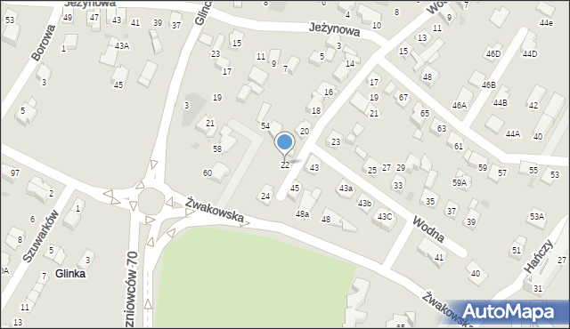 Tychy, Wodna, 22, mapa Tychów