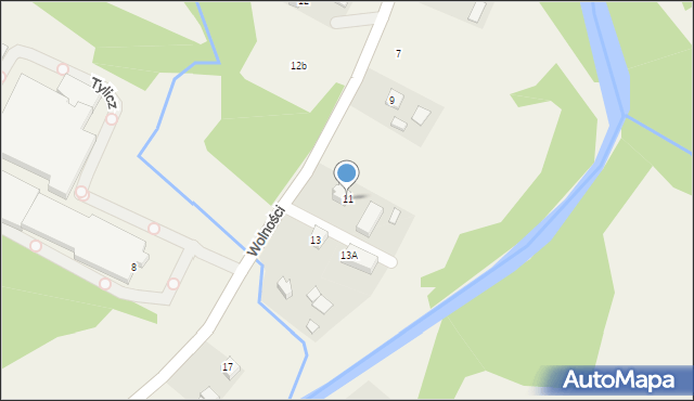 Tylicz, Wolności, 11, mapa Tylicz