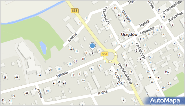 Urzędów, Wodna, 4, mapa Urzędów