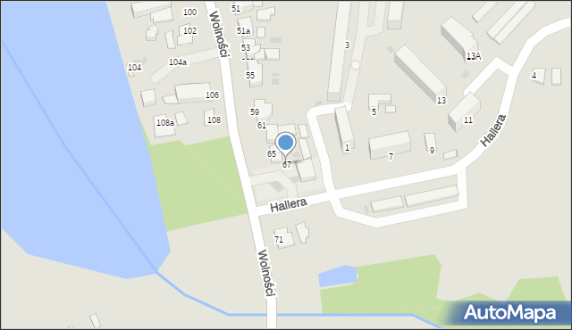 Wąbrzeźno, Wolności, 67, mapa Wąbrzeźno