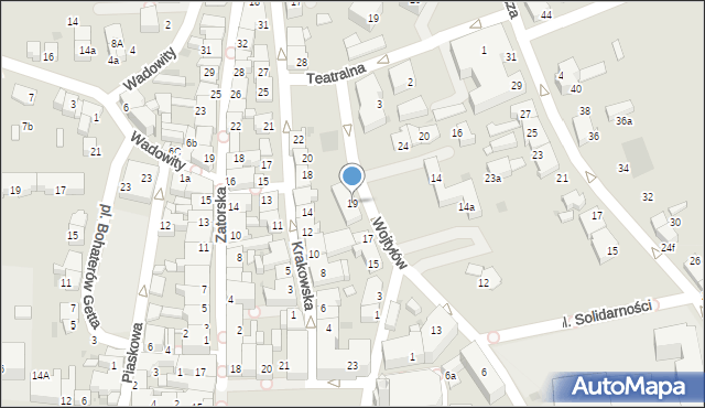 Wadowice, Wojtyłów Emilii i Karola, 19, mapa Wadowice