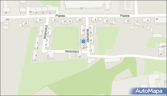 Wałbrzych, Wolności, 14, mapa Wałbrzycha