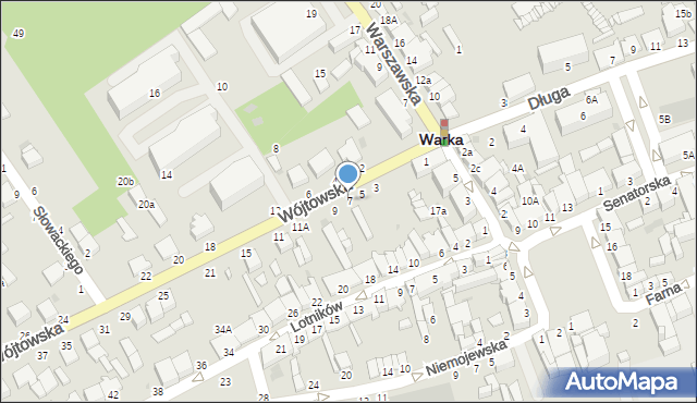 Warka, Wójtowska, 7, mapa Warka