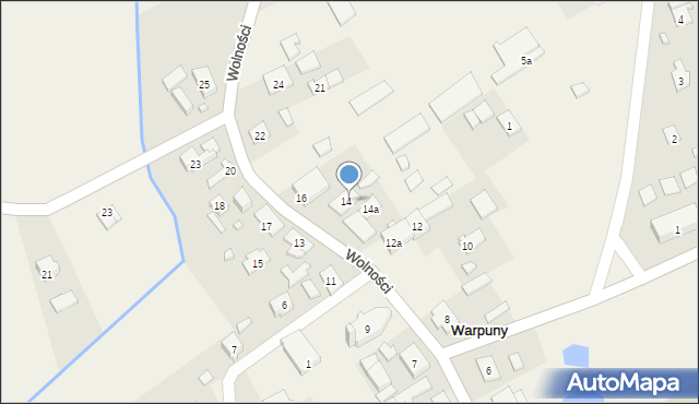 Warpuny, Wolności, 16A, mapa Warpuny