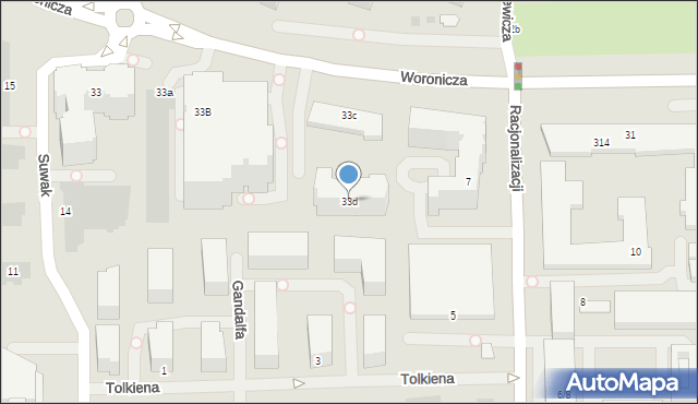 Warszawa, Woronicza Jana Pawła, 33d, mapa Warszawy