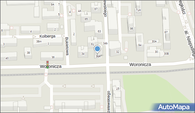 Warszawa, Woronicza Jana Pawła, 34A, mapa Warszawy