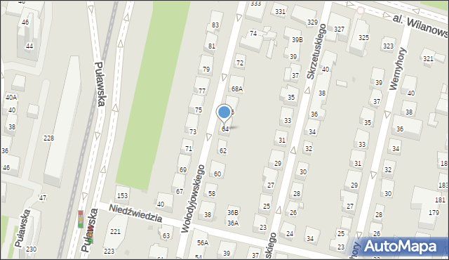 Warszawa, Wołodyjowskiego Michała, 64, mapa Warszawy