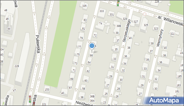 Warszawa, Wołodyjowskiego Michała, 66A, mapa Warszawy