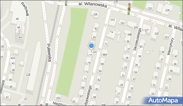 Warszawa, Wołodyjowskiego Michała, 77A, mapa Warszawy