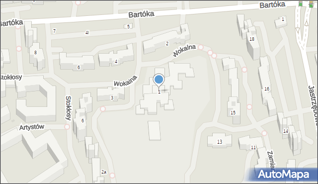 Warszawa, Wokalna, 1, mapa Warszawy