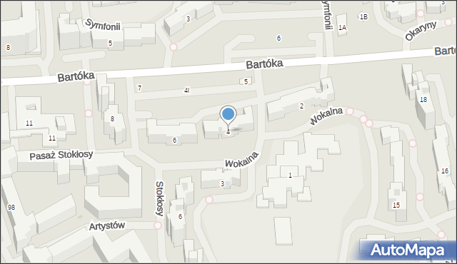 Warszawa, Wokalna, 4, mapa Warszawy