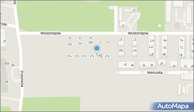 Warszawa, Wodzirejów, 17h, mapa Warszawy