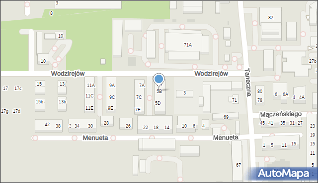 Warszawa, Wodzirejów, 5B, mapa Warszawy