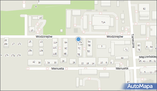 Warszawa, Wodzirejów, 7B, mapa Warszawy
