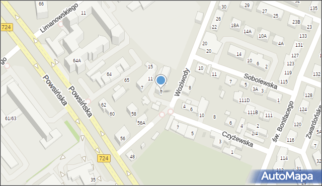 Warszawa, Woziwody, 7, mapa Warszawy