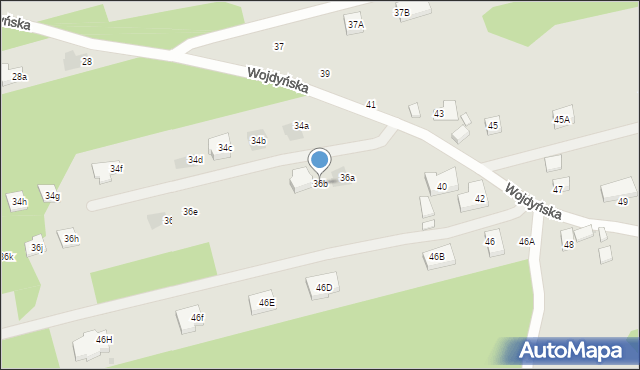 Warszawa, Wojdyńska, 36b, mapa Warszawy