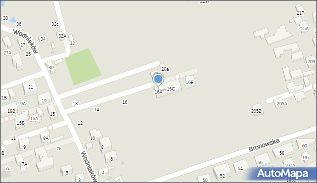 Warszawa, Wodniaków, 16A, mapa Warszawy