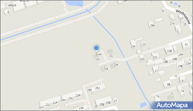 Warszawa, Wodniaków, 21m, mapa Warszawy