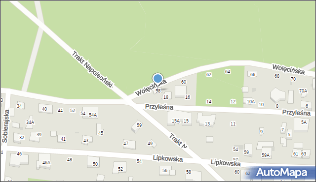 Warszawa, Wolęcińska, 58, mapa Warszawy