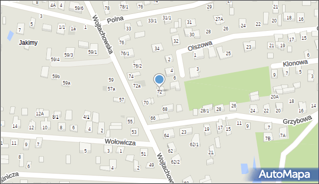 Wasilków, Wojtachowska, 72, mapa Wasilków