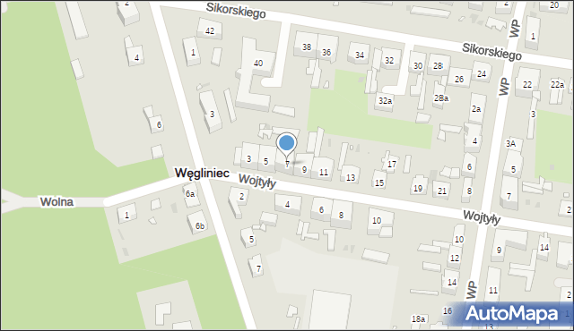 Węgliniec, Wojtyły Karola, 7, mapa Węgliniec