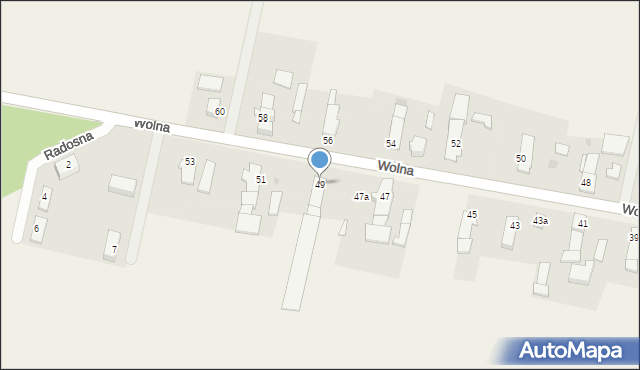 Wielowieś, Wolna, 49, mapa Wielowieś