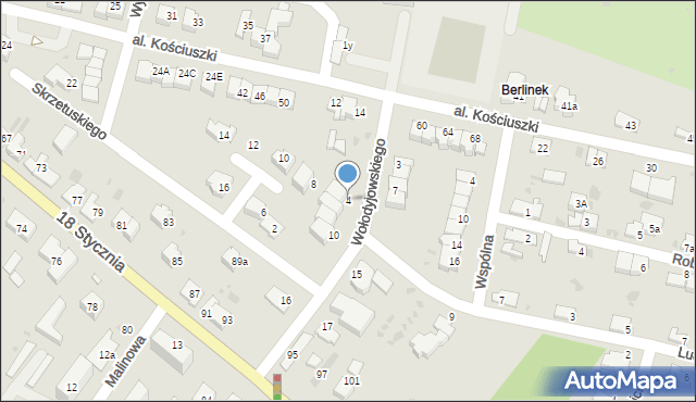 Wieluń, Wołodyjowskiego Michała, 4, mapa Wieluń