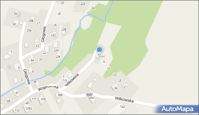 Wilkowice, Woprowska, 1a, mapa Wilkowice