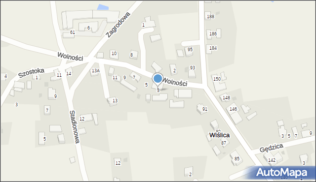 Wiślica, Wolności, 3, mapa Wiślica