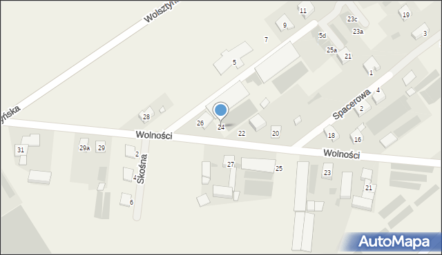 Włoszakowice, Wolności, 24, mapa Włoszakowice