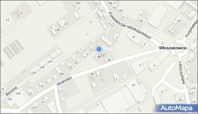 Włoszakowice, Wolności, 6a, mapa Włoszakowice