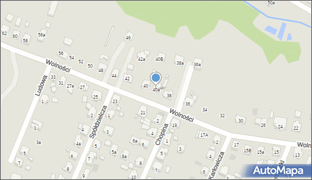 Wodzisław Śląski, Wolności, 40a, mapa Wodzisławia Śląskiego