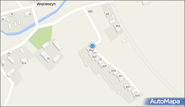 Wojcieszyn, Wojcieszyn, 90B, mapa Wojcieszyn