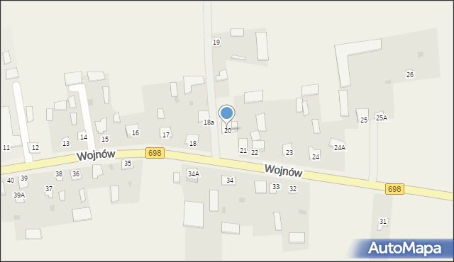 Wojnów, Wojnów, 20, mapa Wojnów