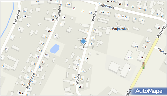 Wojnowice, Wodna, 3, mapa Wojnowice