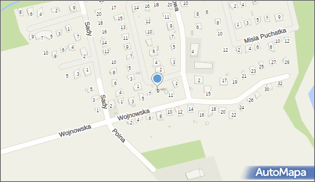 Wojnówko, Wojnowska, 9, mapa Wojnówko